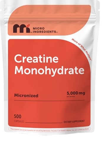 Creatine Monohydrate 5000mg 500 Capsules Pure Keto Non-GMO