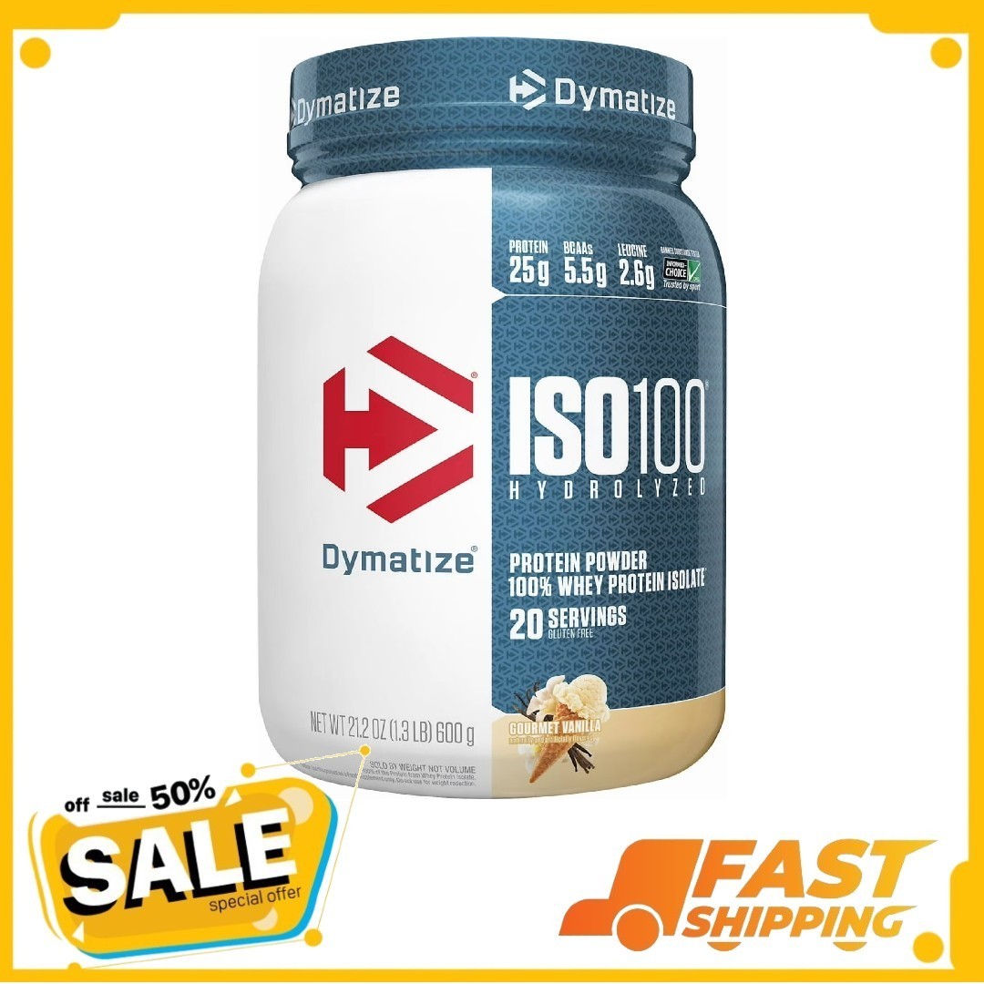 Dymatize ISO100 Hydrolyzed Whey Isolate Protein Powder, Gourmet Vanilla, 20 Serv