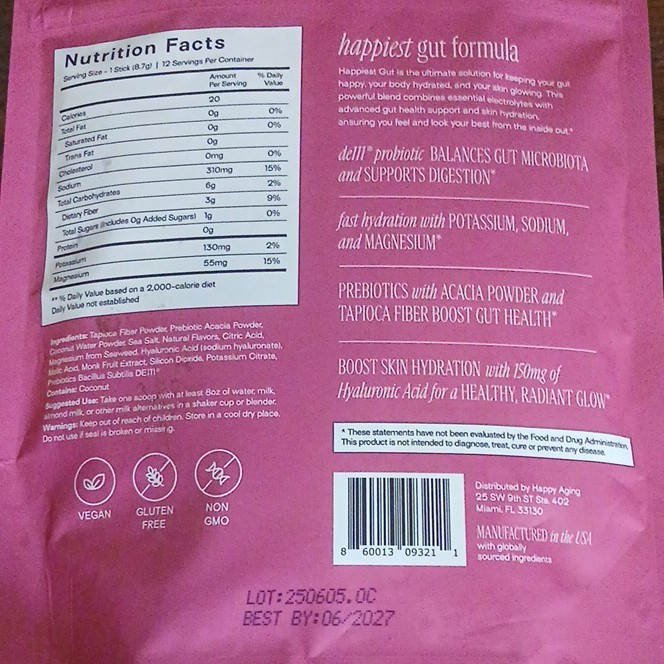 Happy Aging Electrolyte Hydration Powder 4 Flavor. 48 Servings 3.64oz Ea
