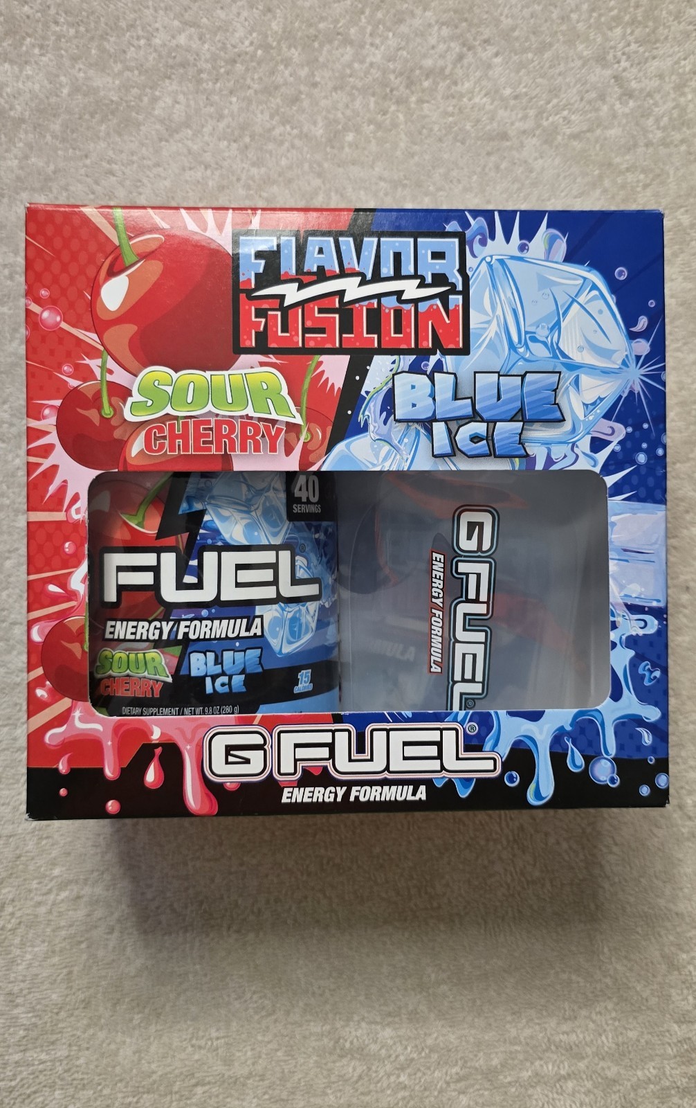 GFUEL Flavor Fusion Compleat Box. New with Tub Sticker and Shaker. Limited