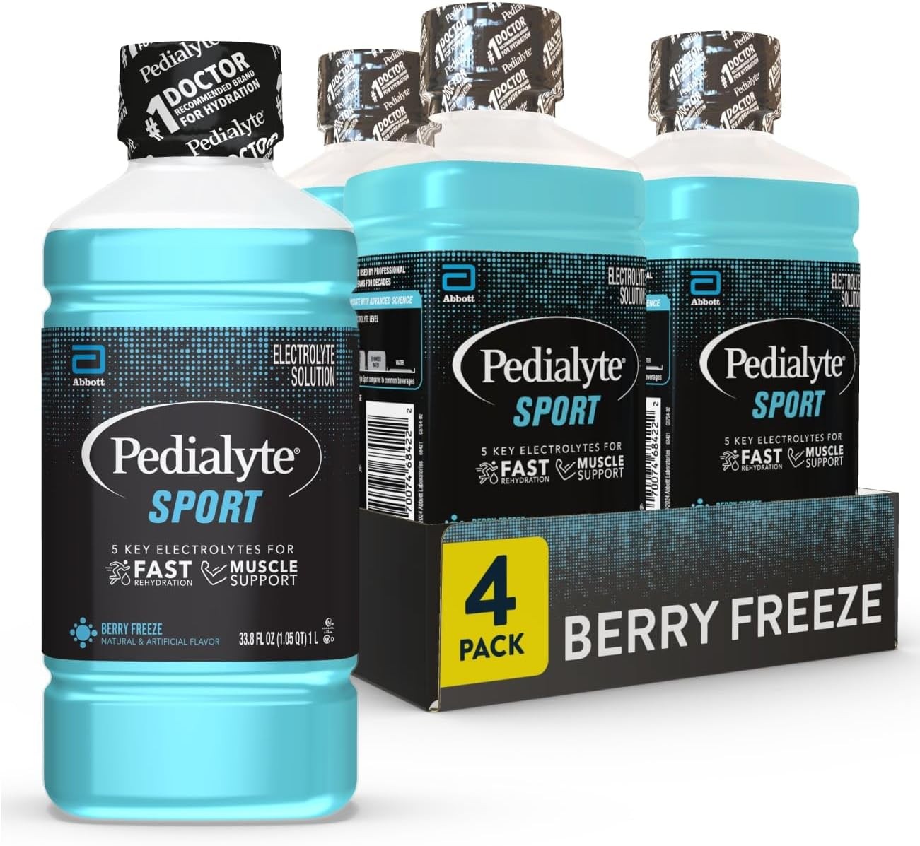 Pedialyte Sport Electrolyte Drink, Fast Hydration with 33.8 Fl Oz (Pack of 4)