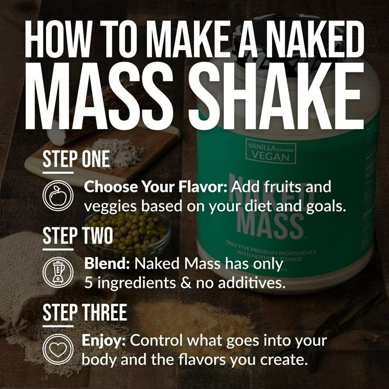 Naked Mass – Vanilla Vegan Weight Gainer – 8Lb