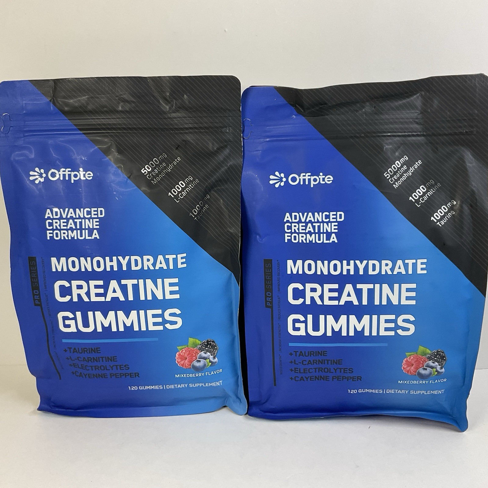 Lot of 2 Offpte Creatine Monohydrate Gummies 5000mg Sugar-Free Mixed Berry 120Ct