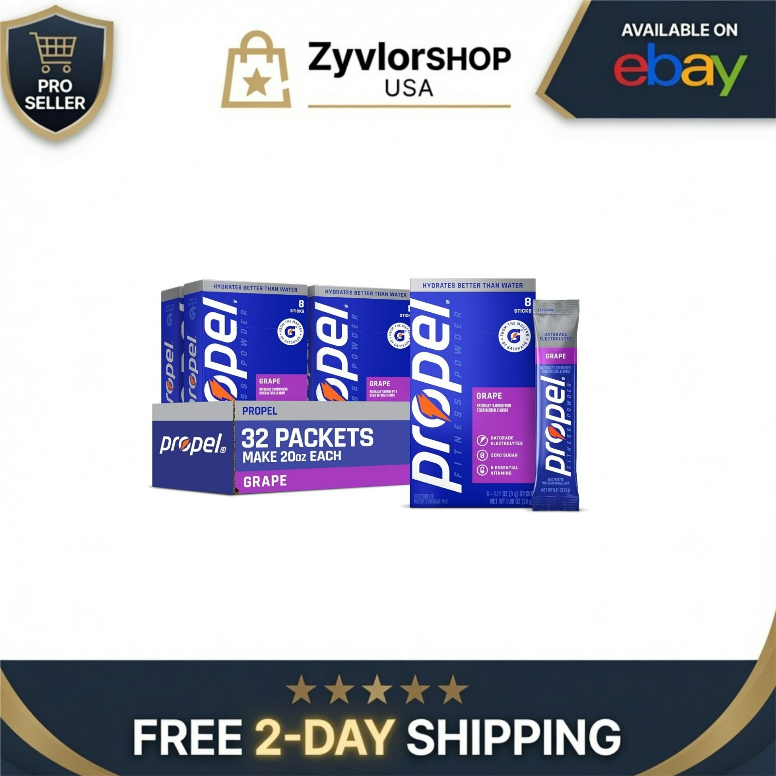 Propel Electrolyte Powder Drink Mix – Grape, Sugar Free, 32 Servings