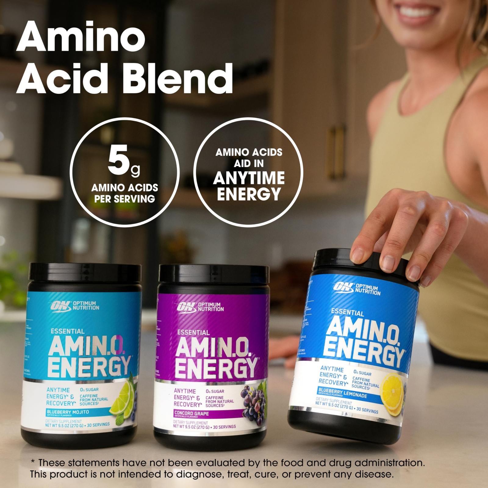 Amino Energy Pre Workout Powder – BCAA, Green Tea, Keto Friendly, 30 Servings –