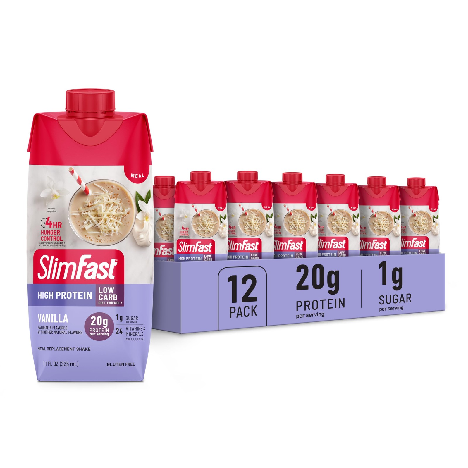 SlimFast Protein Shake, Vanilla- 20g Protein, 132 Fl Oz (Pack of 1), Vanilla