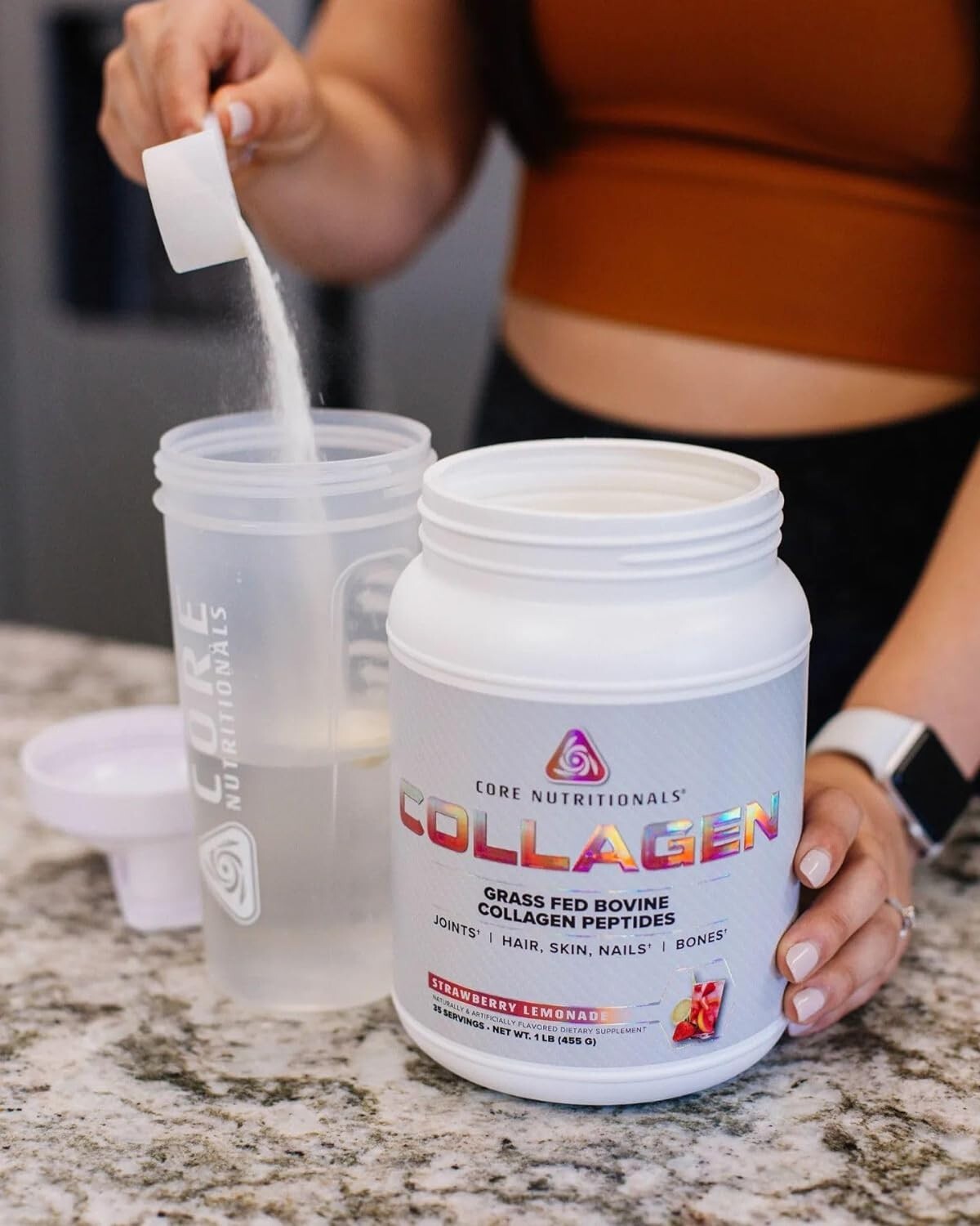 Core Nutritionals Collagen, Grass Fed Bovine Collagen Peptides – 35 Ser – Choc