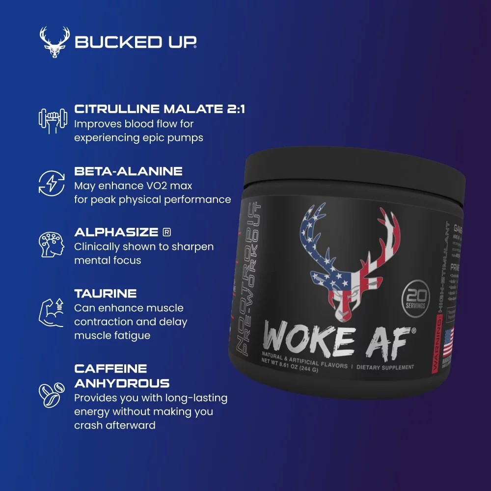 Bucked Up Woke AF ‘MERICA ROCKET POP Pre-Workout Powder – 8.6oz