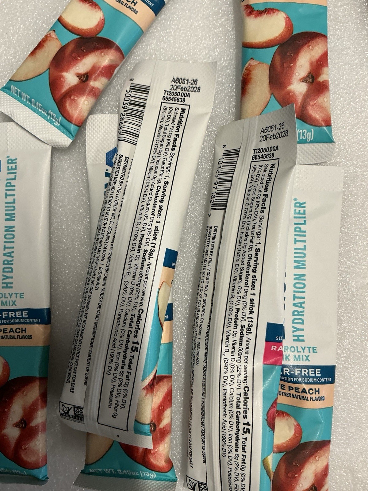 Liquid I.V. Hydration white peach and raspberry lemonade 27 sticks EXP 02/28