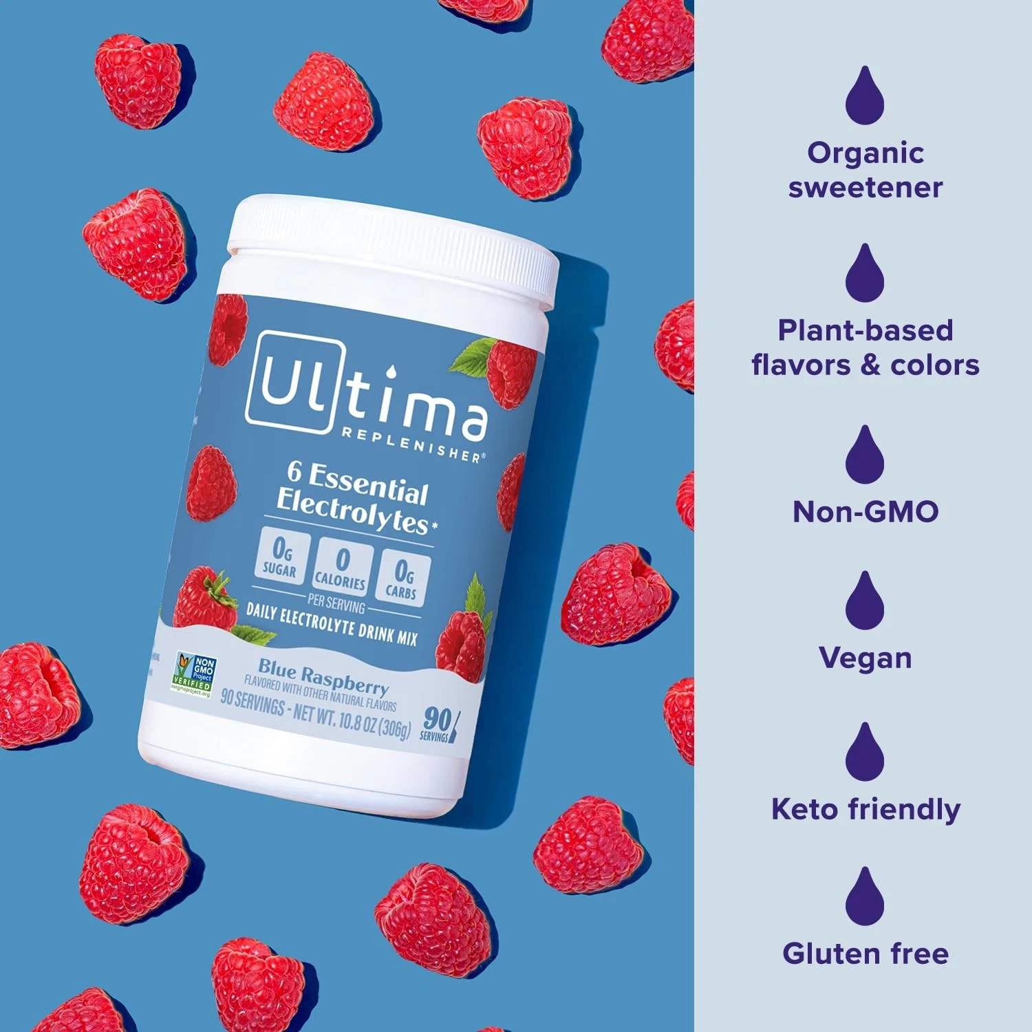 Ultima Replenisher Daily Electrolyte Powder Drink Mix – Sugar Free – Blue Ras…