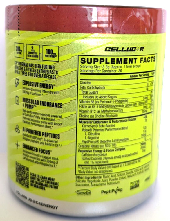 Cellucor C4 Original Pre-Workout, 30 Servings, Cherry Popsicle, Exp. 8/26