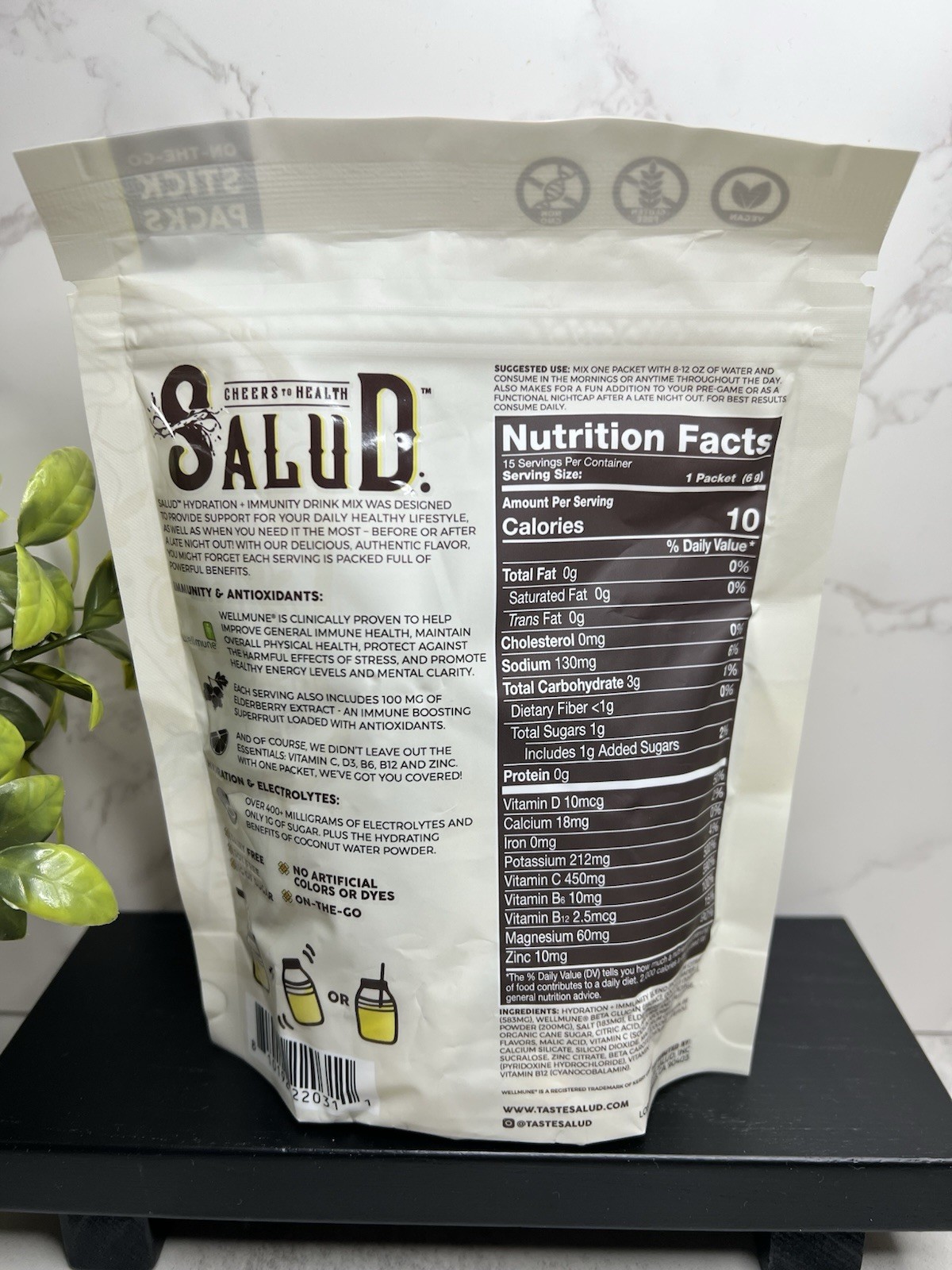 Salud Hydration+Immunity Electrolyte Drink Mix Piña Colada 15 Exp 04/28