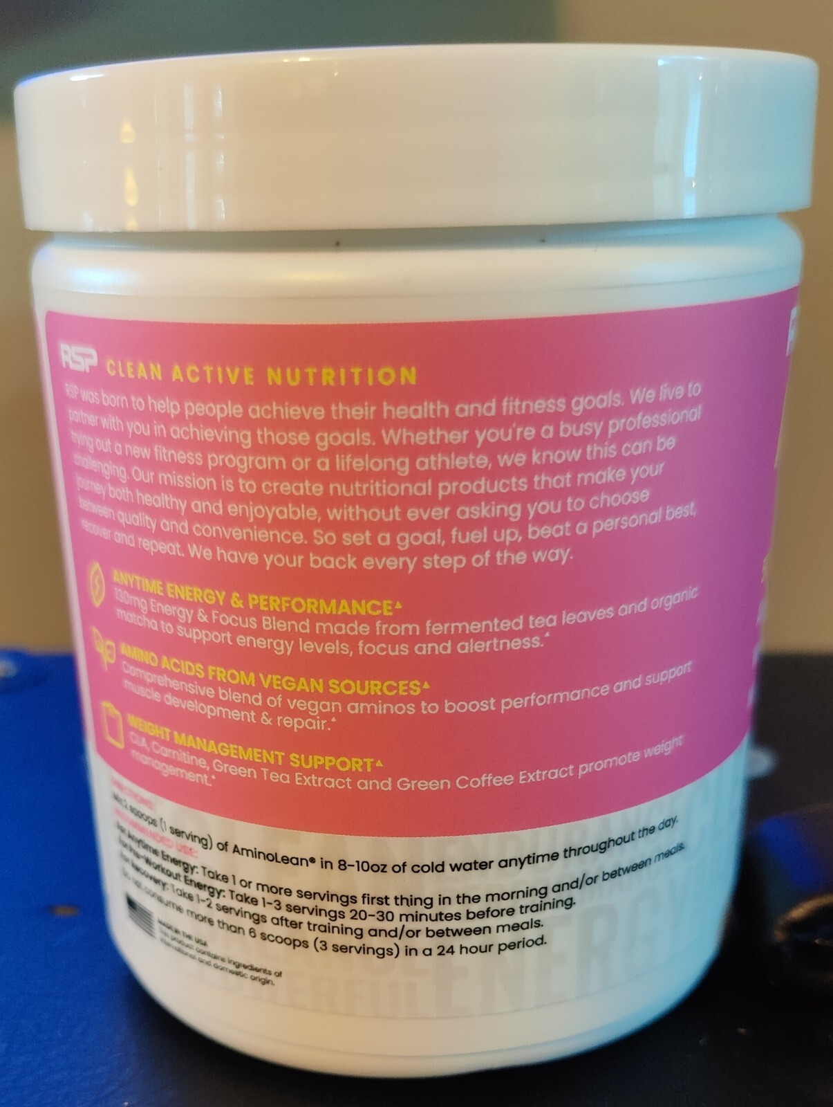 RSP Aminolean – All-In-One Natural Pre Workout, Amino Energy, Weight Management