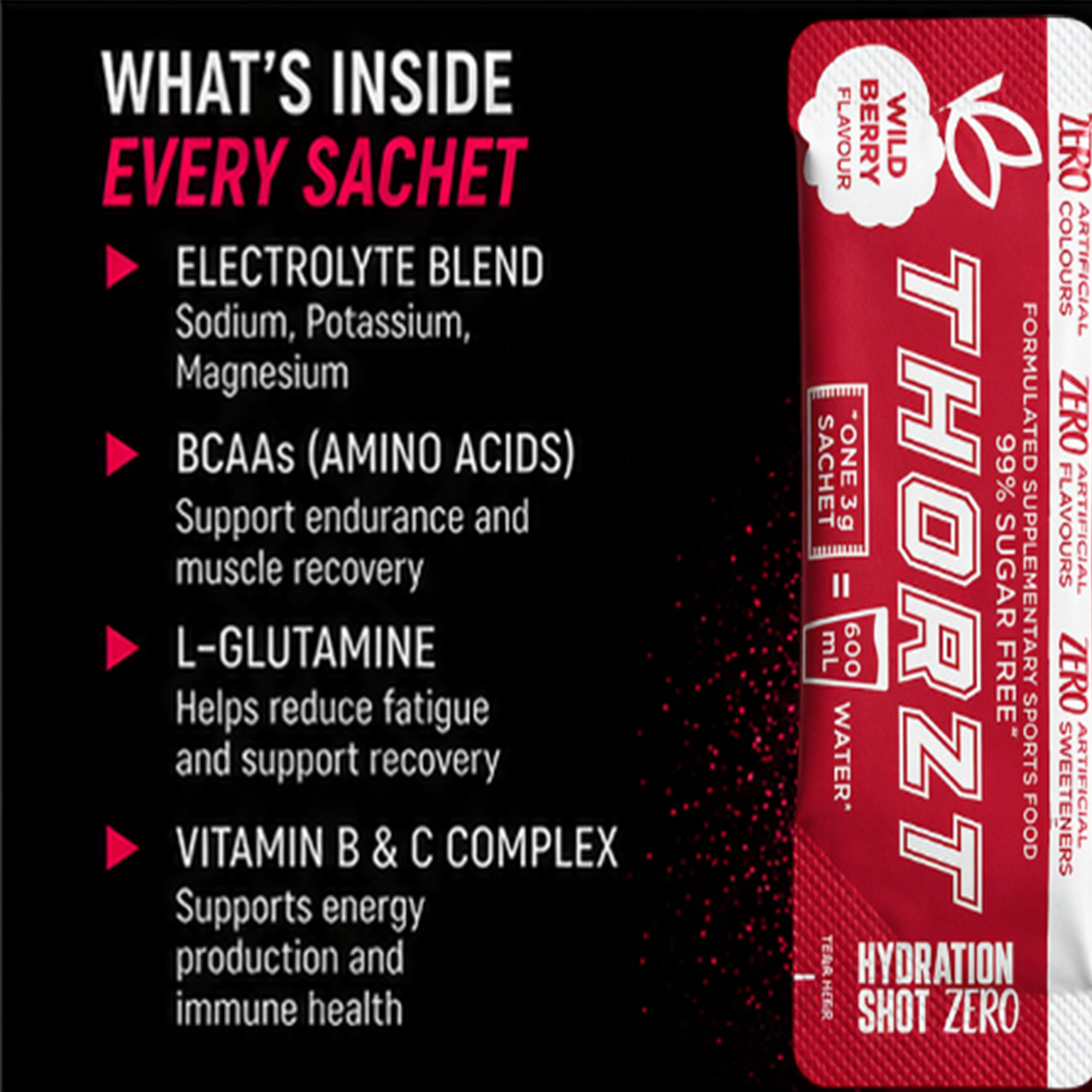 THORZT SSSFWB – 50 x 3gm Sachets Wild Berry Flavour Sugar Free Solo Shots