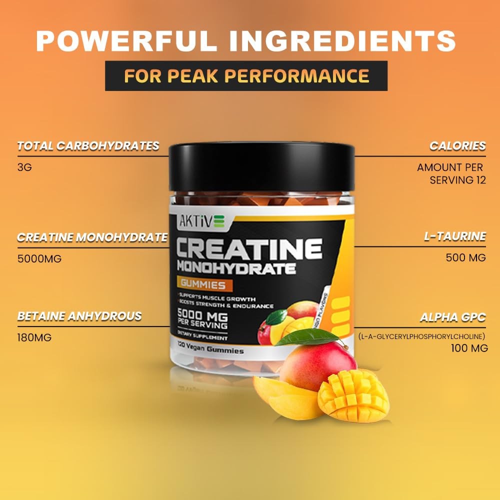 Creatine Monohydrate Gummies, 5000mg of Creatine Per Serving with Alpha-GPC &…