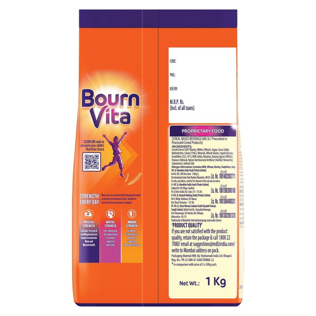 Cadbury Bournvita Chocolate Nutrition Drink, 1 kg Pouch f/s