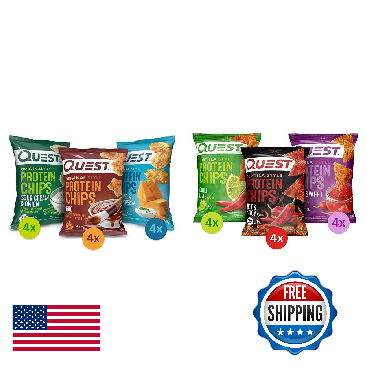 Quest Nutrition Protein Chips Variety Pack Tortilla Style Spicy 12-Count