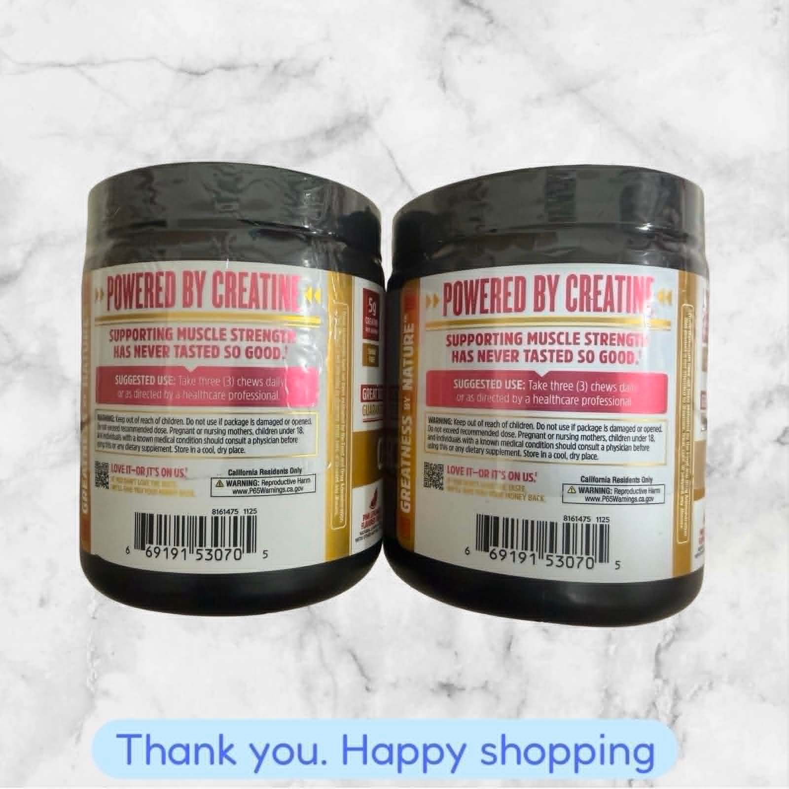 FOR 2 ZHOU Creatine Chews Muscle Grown Support 60 Chews Sugar Free Each NEW SHIP