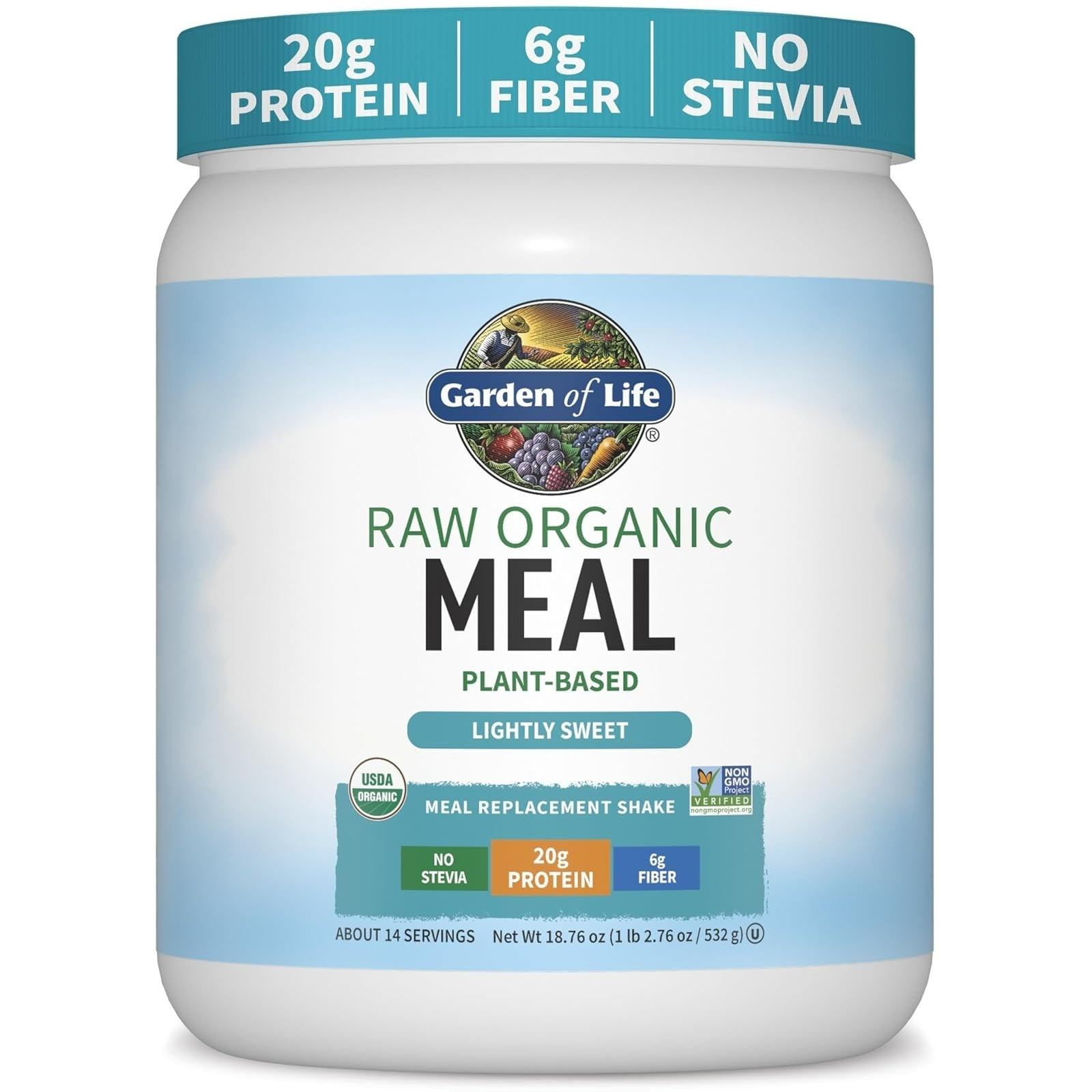 Garden of Life Raw Organic Meal Protein Powder, Chocolate, 14 Servings