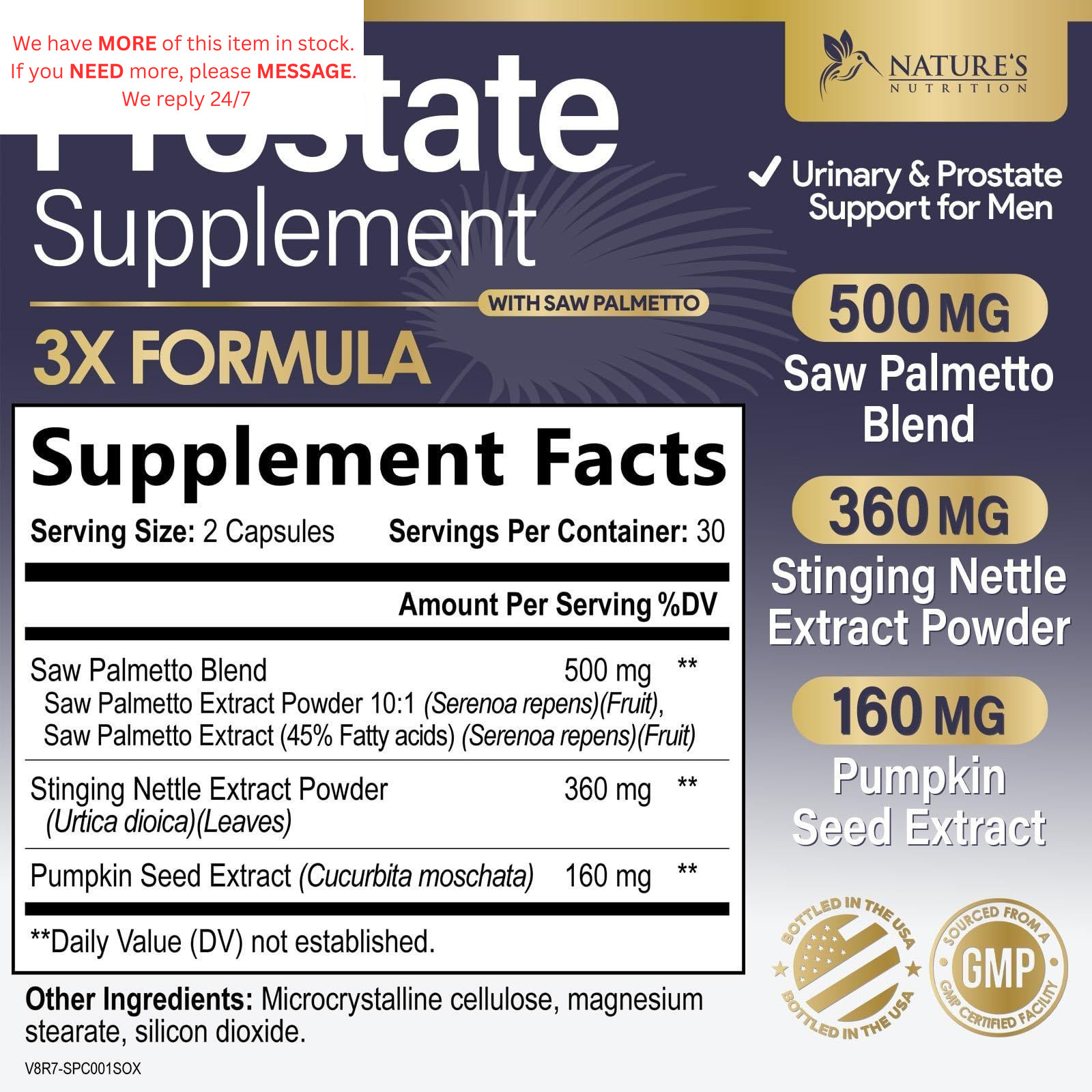 Prostate Health Supplements for Men – 3X Strength with 60 Count (Pack of 1)