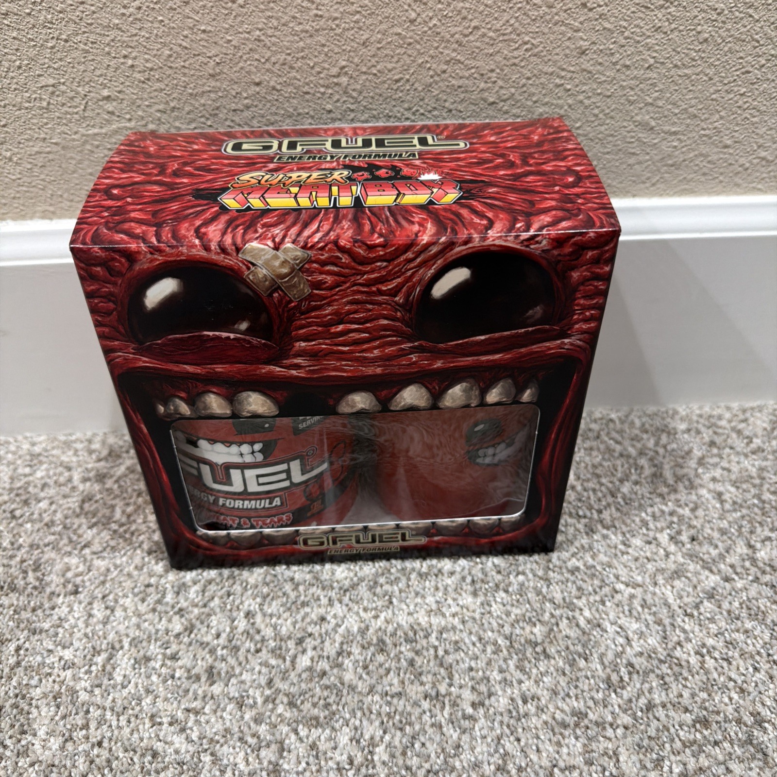 G Fuel Super Meat Boy Blood Sweat & Tears Collector’s Box + Shaker Cup + Sticker