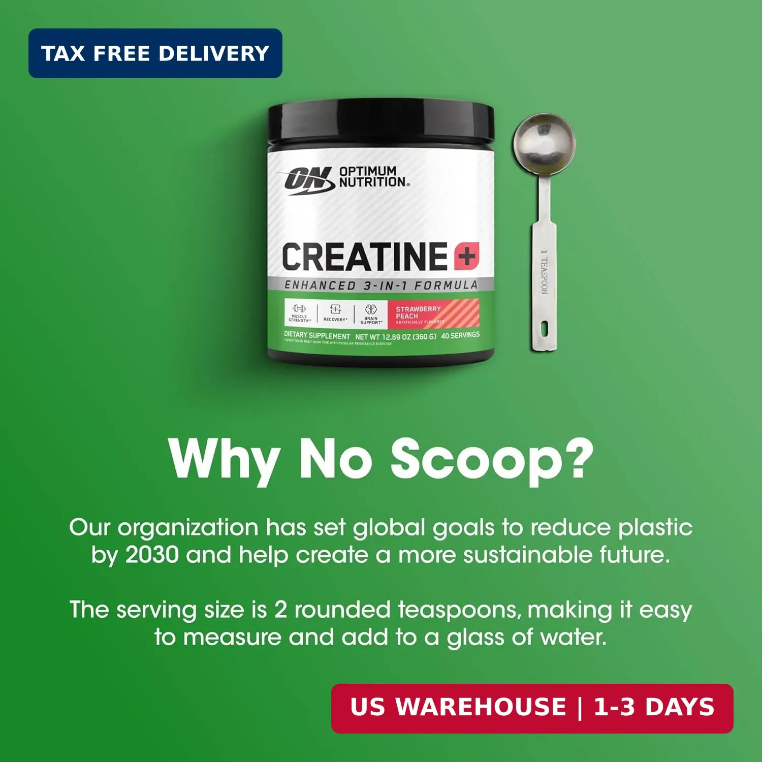 Optimum Nutrition Nutricost Creatine Monohydrate Peach 40 Servings, 360 Grams