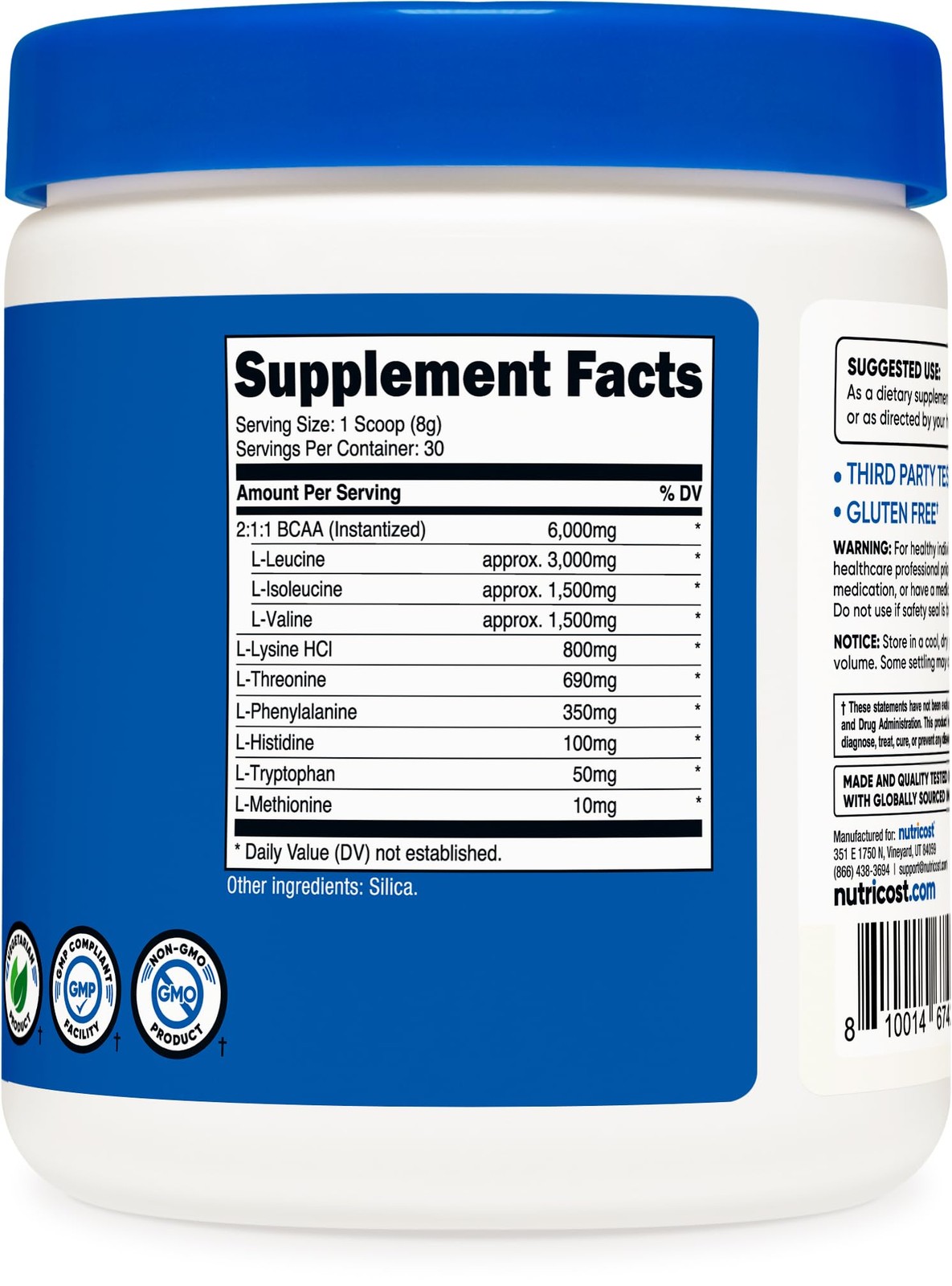 Nutricost EAA Powder 30 Servings (Unflavored) 8.8 Ounce (Pack of 1), Red