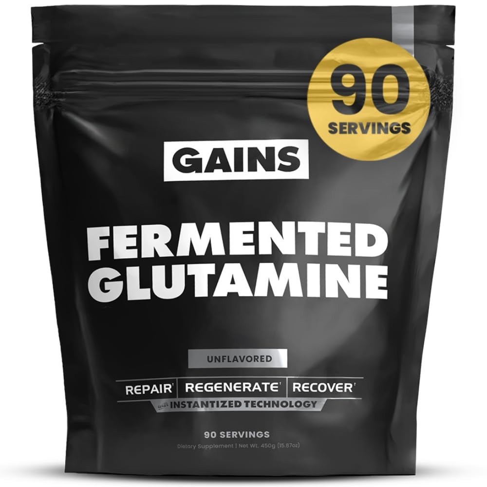 Gains in Bulk LGlutamine, Gluten Free Glutamine Powder for Muscle Recovery an…