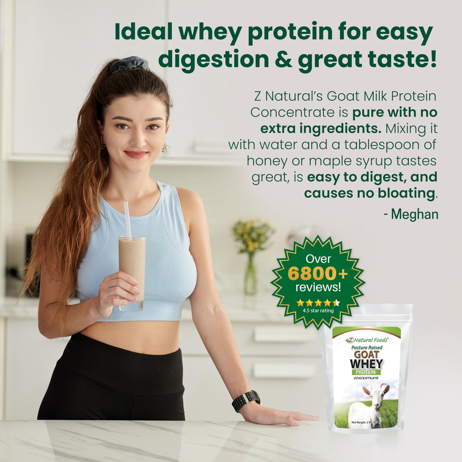 Z Natural Foods Goat Whey Protein Powder Concentrate – Undenatured Unflavored…