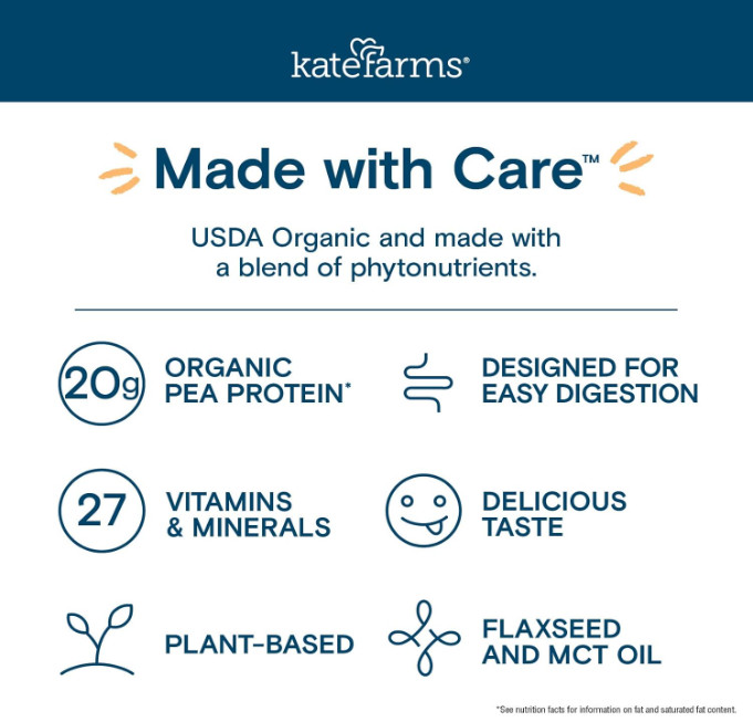 KATE FARMS Organic 1.8 Renal Support Shake, Vanilla, 20g Protein, 27 Vitamins an