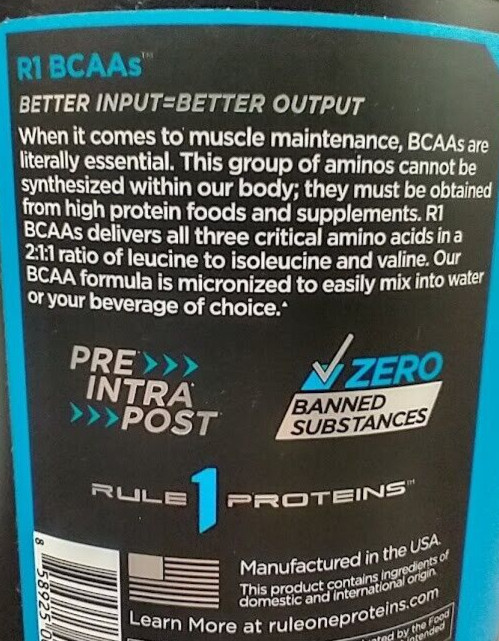 3 Pack Rule 1 BCAA 30 Serv 2:1:1 Pineapple Fruit Punch Unflavored Amino Acid