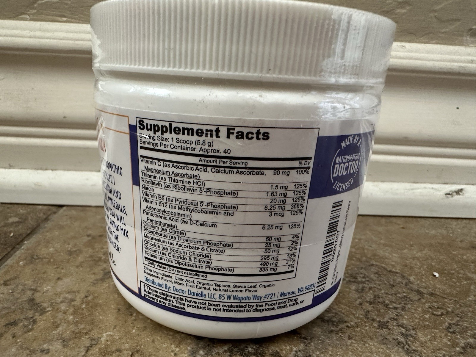 Dr Danielle Original Electrolyte Powder Boost Energy, Raspberry Lemonade Flavor
