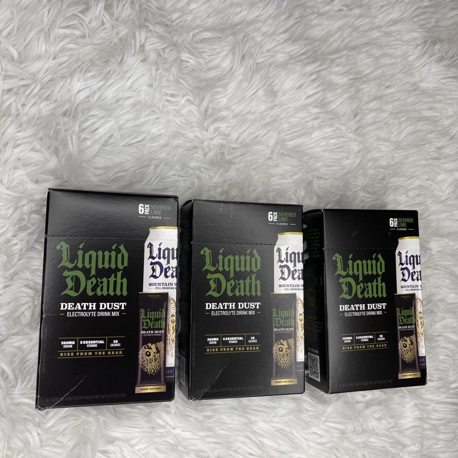 3 Boxes Of Liquid Death Electrolyte Drink Mix Death Dust Lime (18) .42 Oz Packs