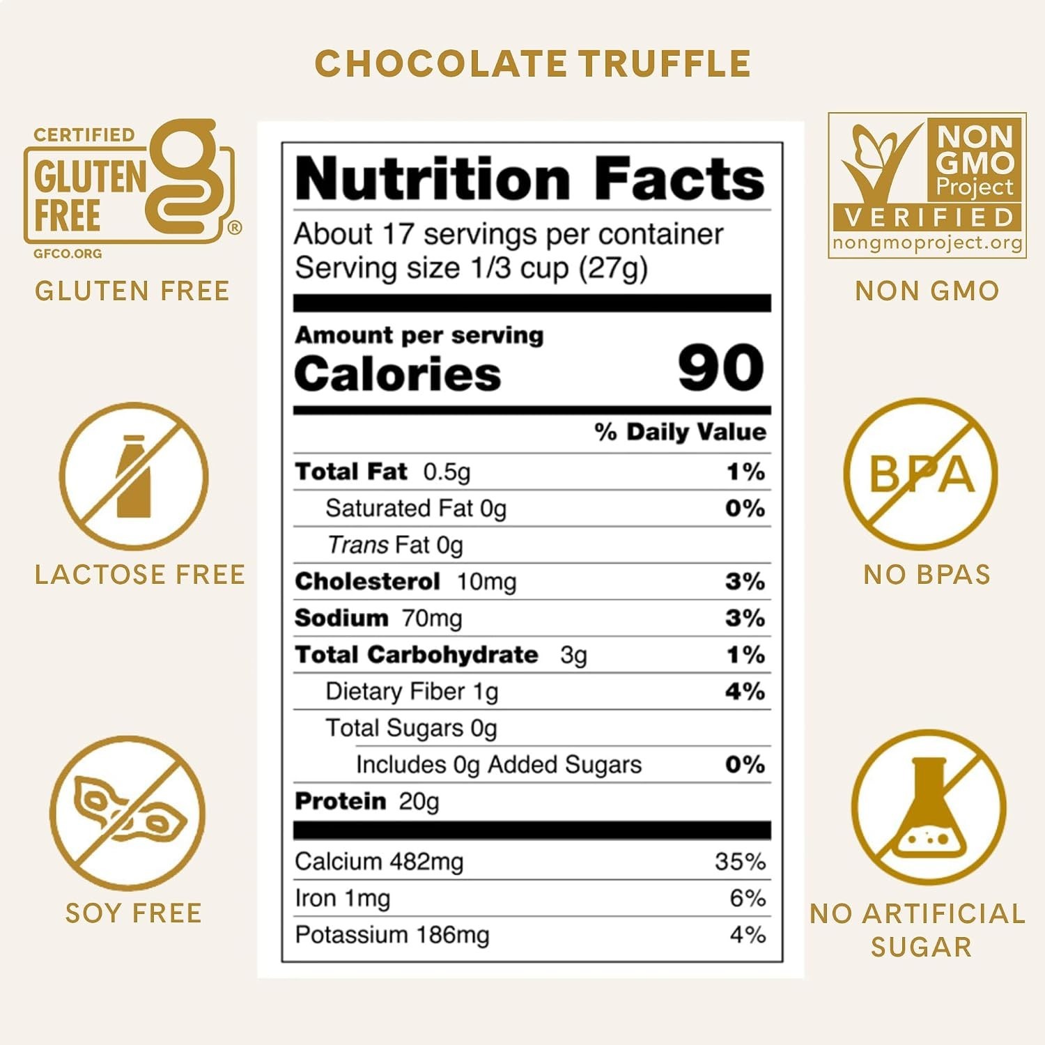 Chocolate Truffle Protein Powder 1 lb Sugar Free Low Carb Keto Friendly Whey