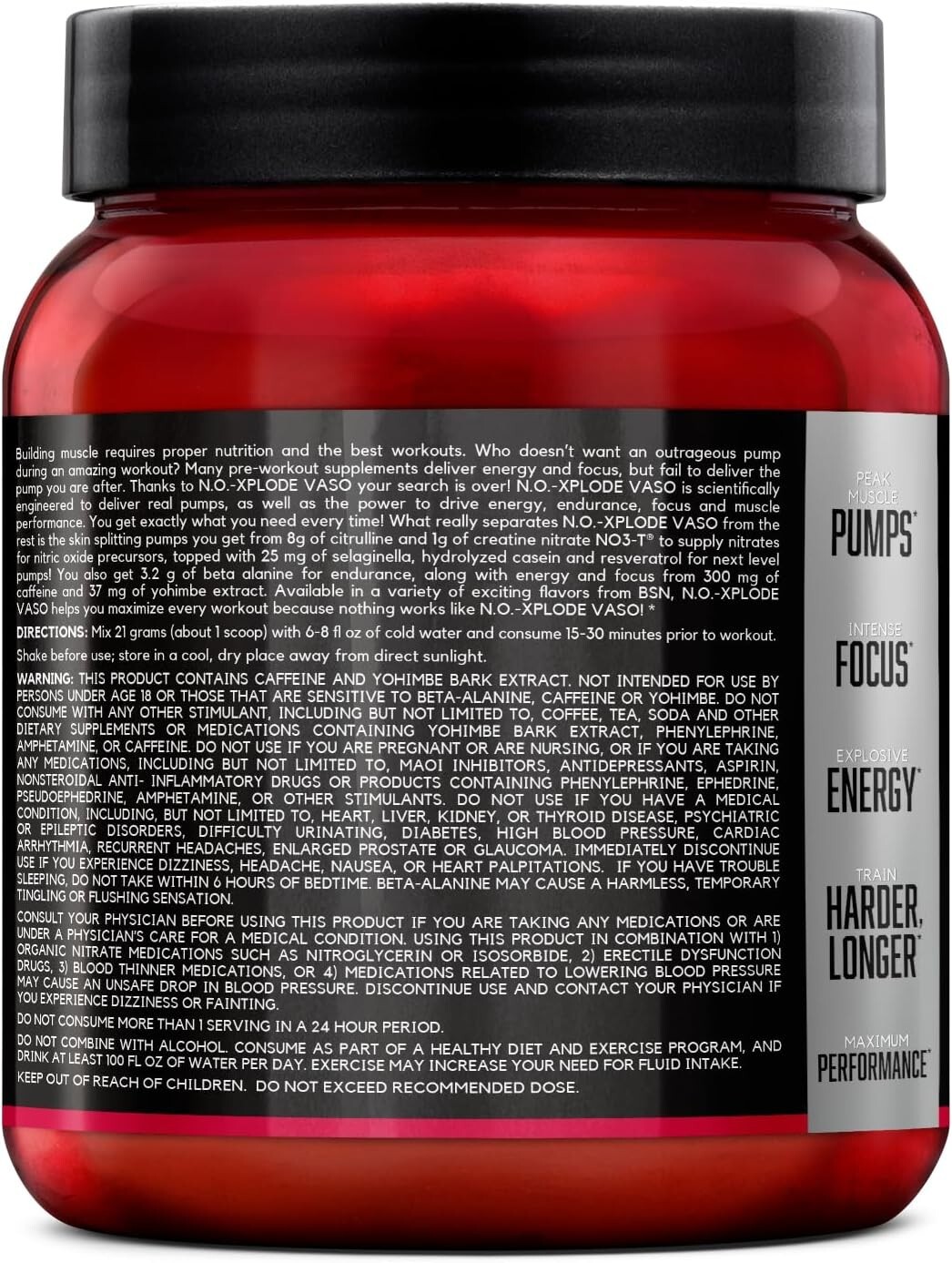 BSN NO Xplode VASO Pump Nitric Oxide Pre-Workout 5 Flavors 24 Servings New