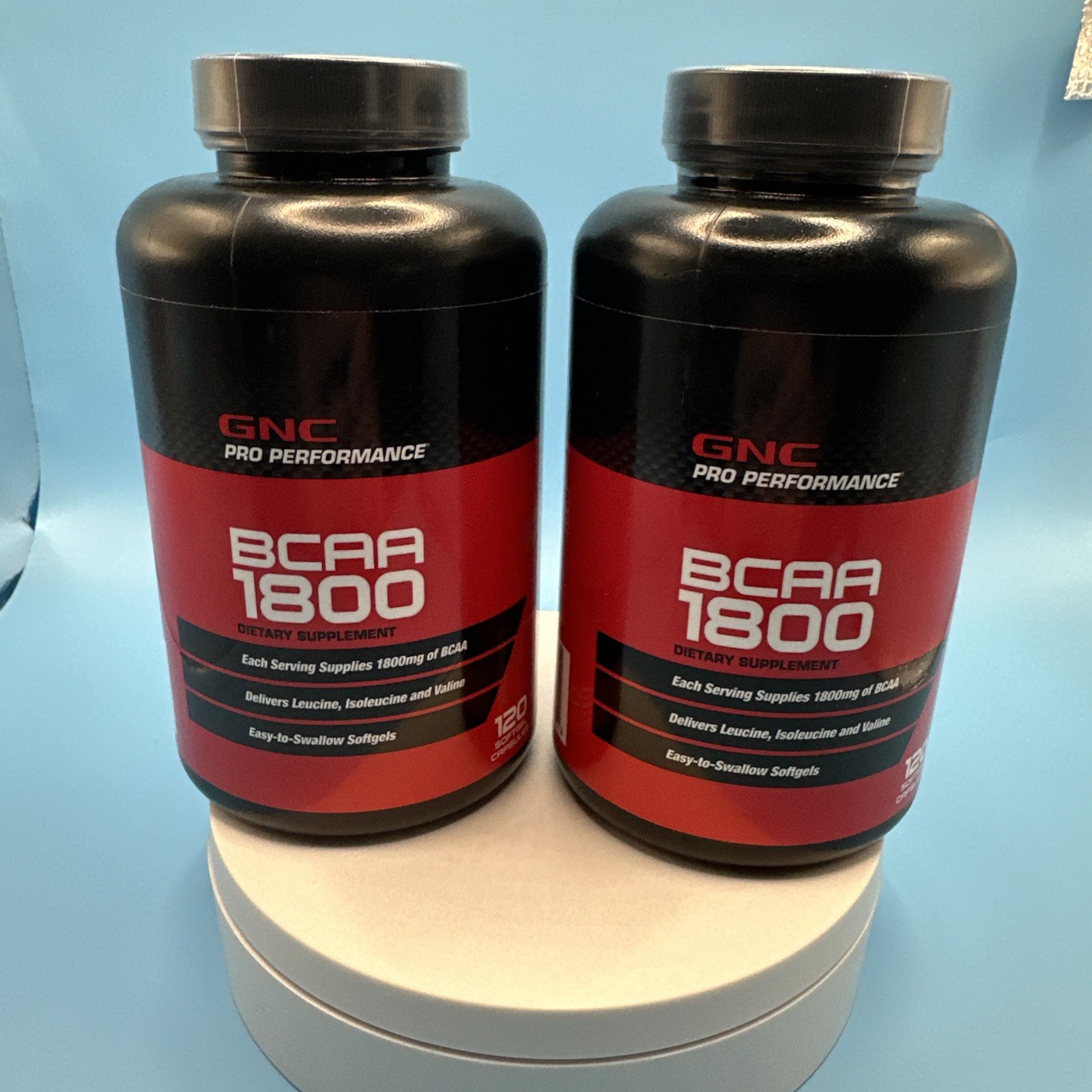 Lot Of Two! GNC Pro Performance BCAA 1800 Dietary Supplement, 120 gels 11/2026