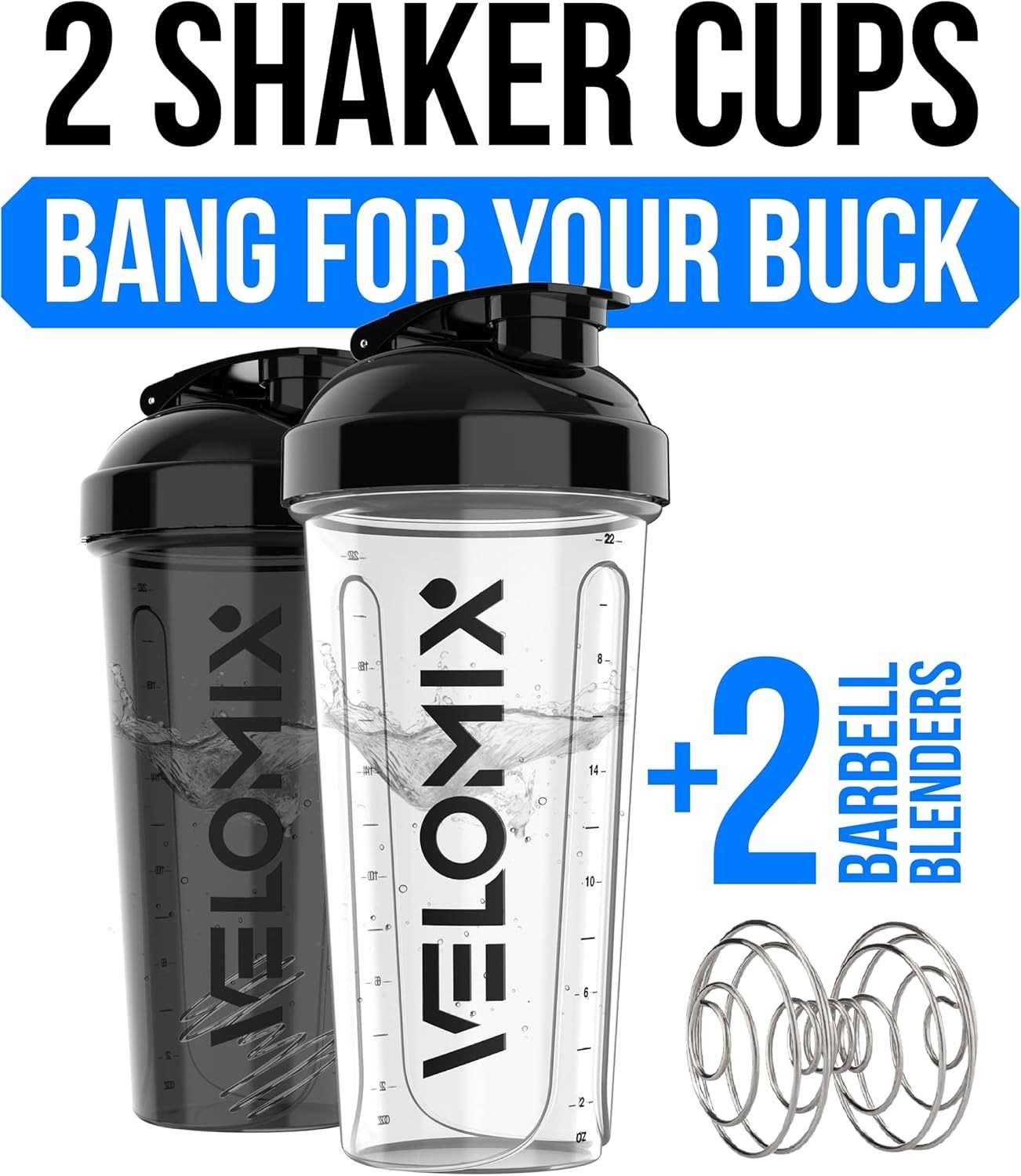 2 Pack 28oz Protein Shaker Bottle – Leakproof for Protein & Pre-Workout