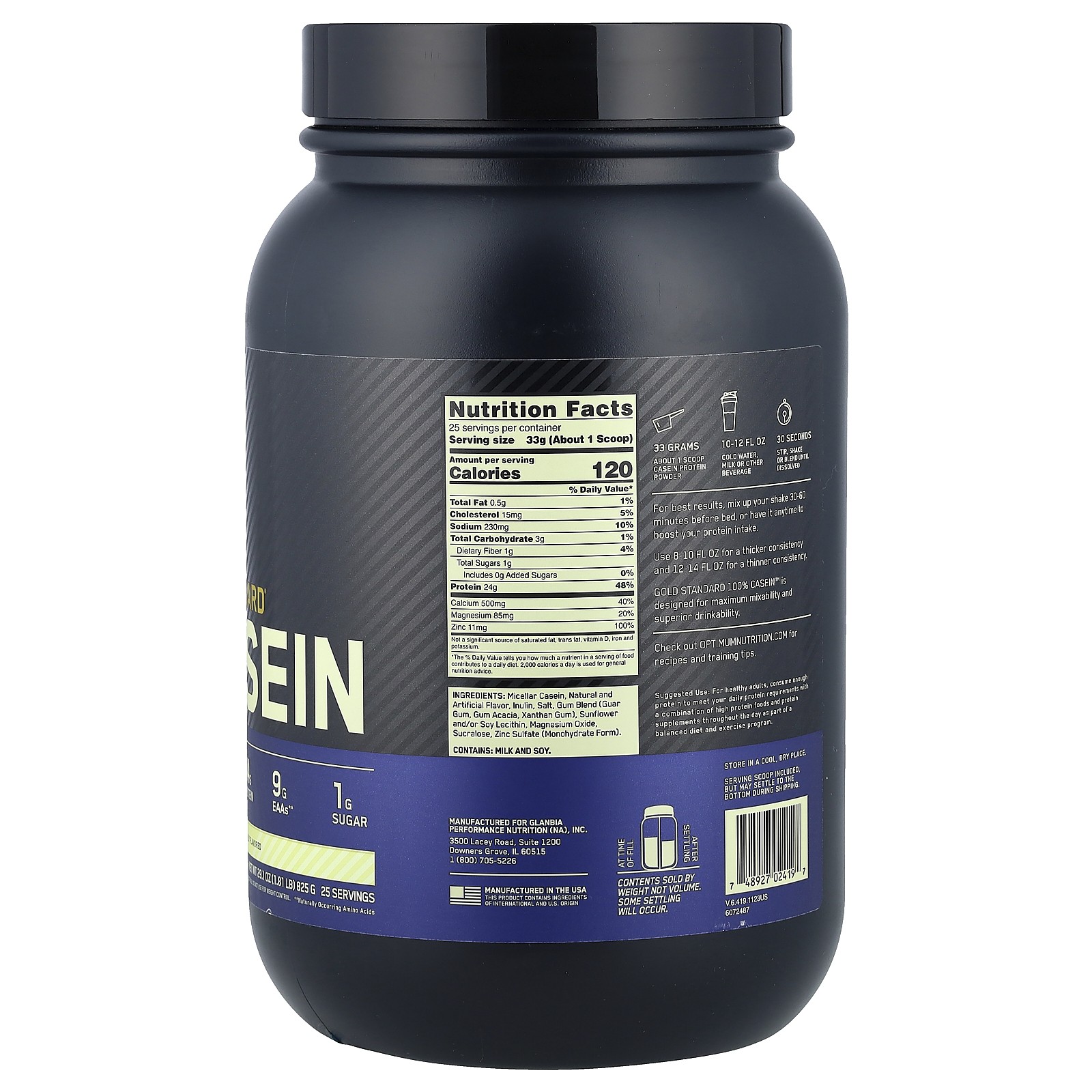 Gold Standard 100% Casein, Creamy Vanilla, 1.81 lb (825 g)