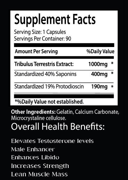 Tribulus Terrestris 1000mg – Testosteron Booster Pills – Saponins 400mg 6B 540T