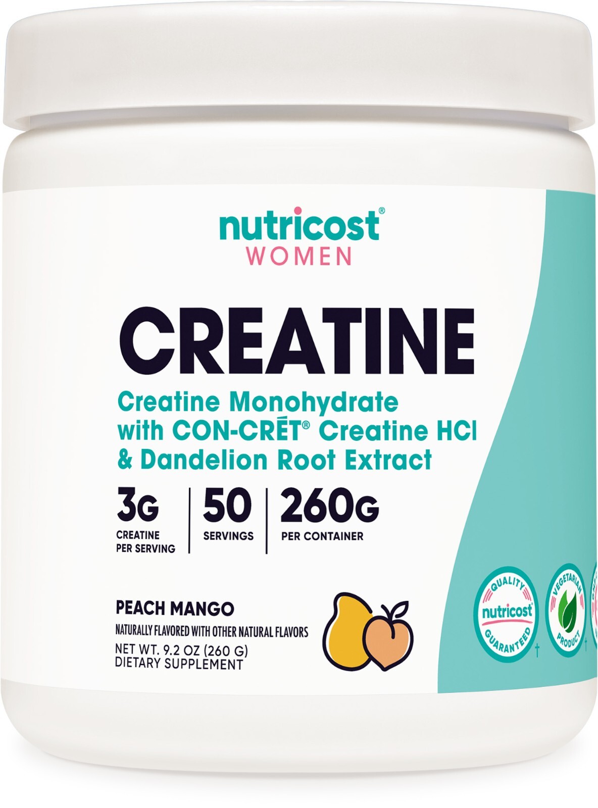Nutricost Creatine Monohydrate Powder for Women, Peach Mango Flavor, 50 Servings