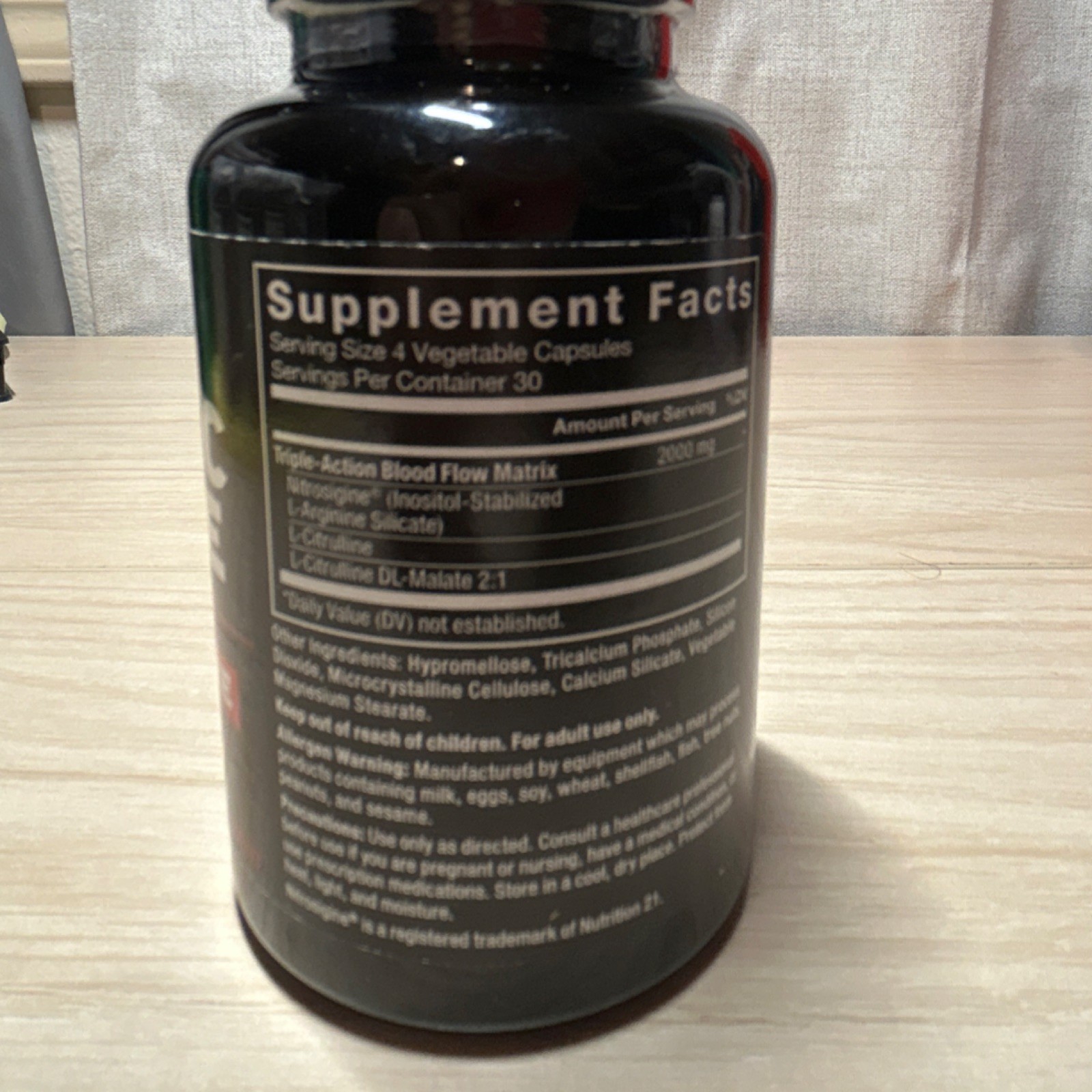 Force Factor Nitric Oxide Booster L-Arginine L-Citrulline 120 Capsules