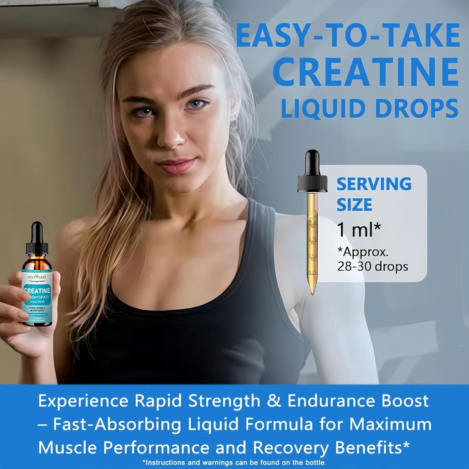 Creatine Liquid Drops 5000mg – 98% High Absorption for Energy & Strength