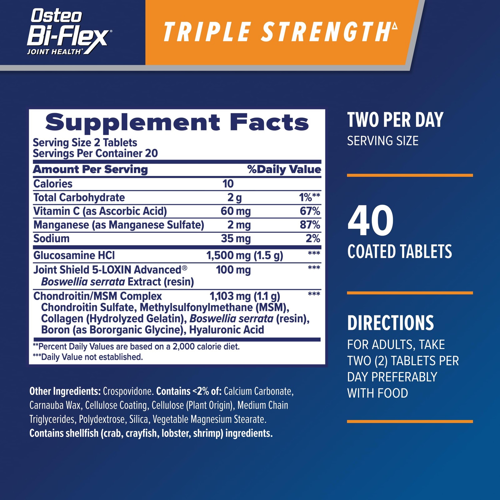 Osteo Bi-Flex Triple Strength Glucosamine 40 Count (Pack of 1), 40