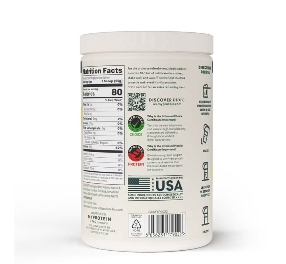 Myprotein Clear Whey Protein Isolate Powder, Lemonade, 20 Servings (1.1 lbs), Mu
