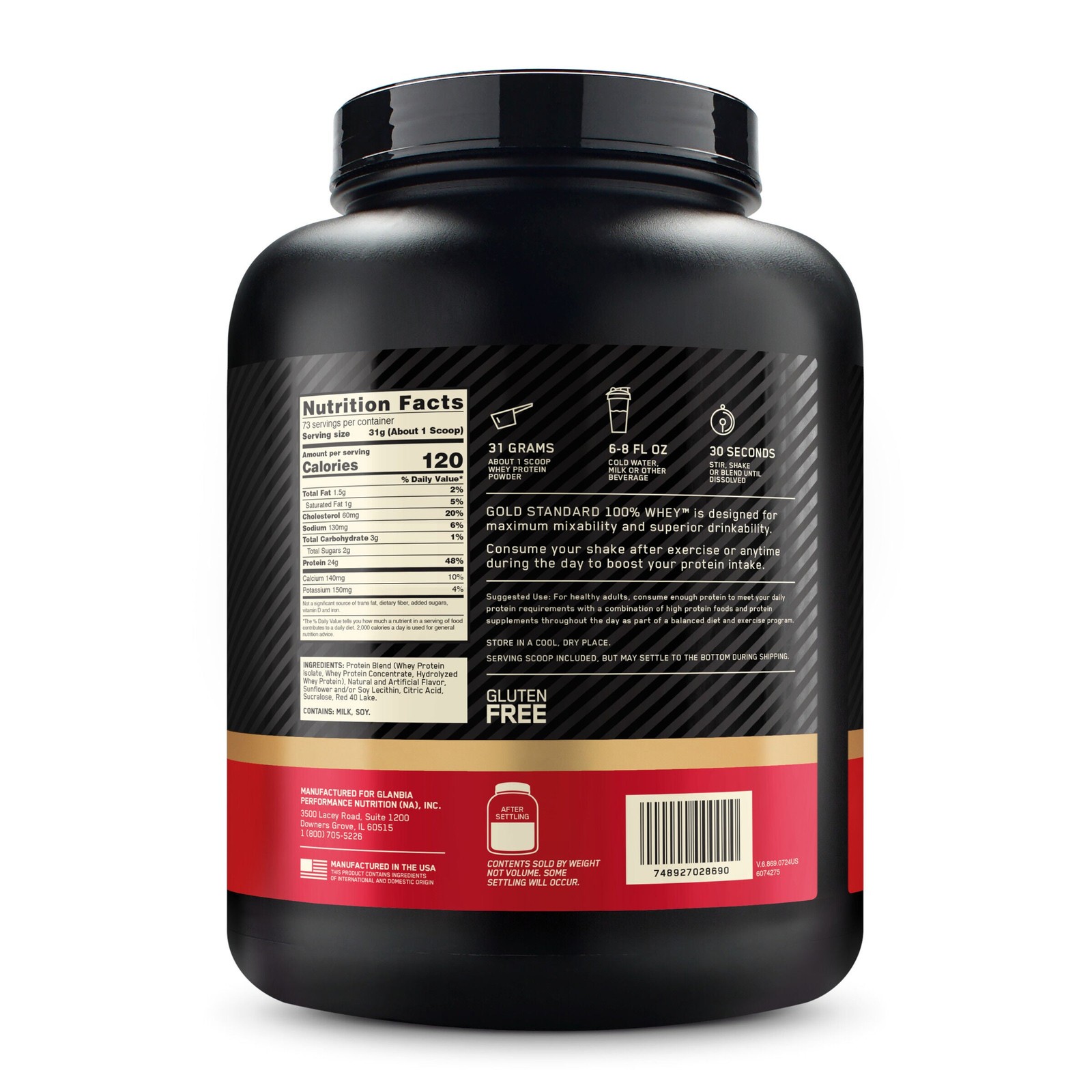 Gold Standard 100% Whey – Delicious Strawberry (73 Servings)