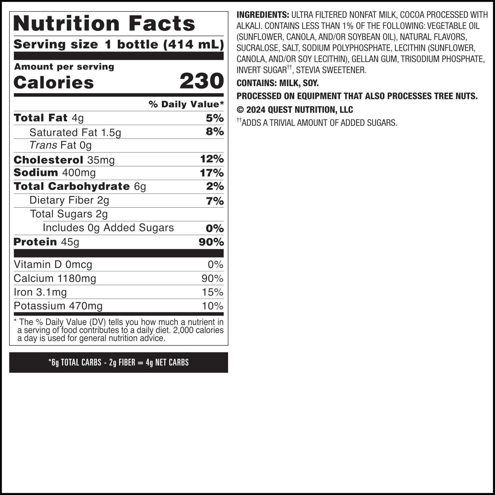 Quest Nutrition Chocolate Protein Shake, 45g Protein, 14 Fl Oz (Pack of 12)