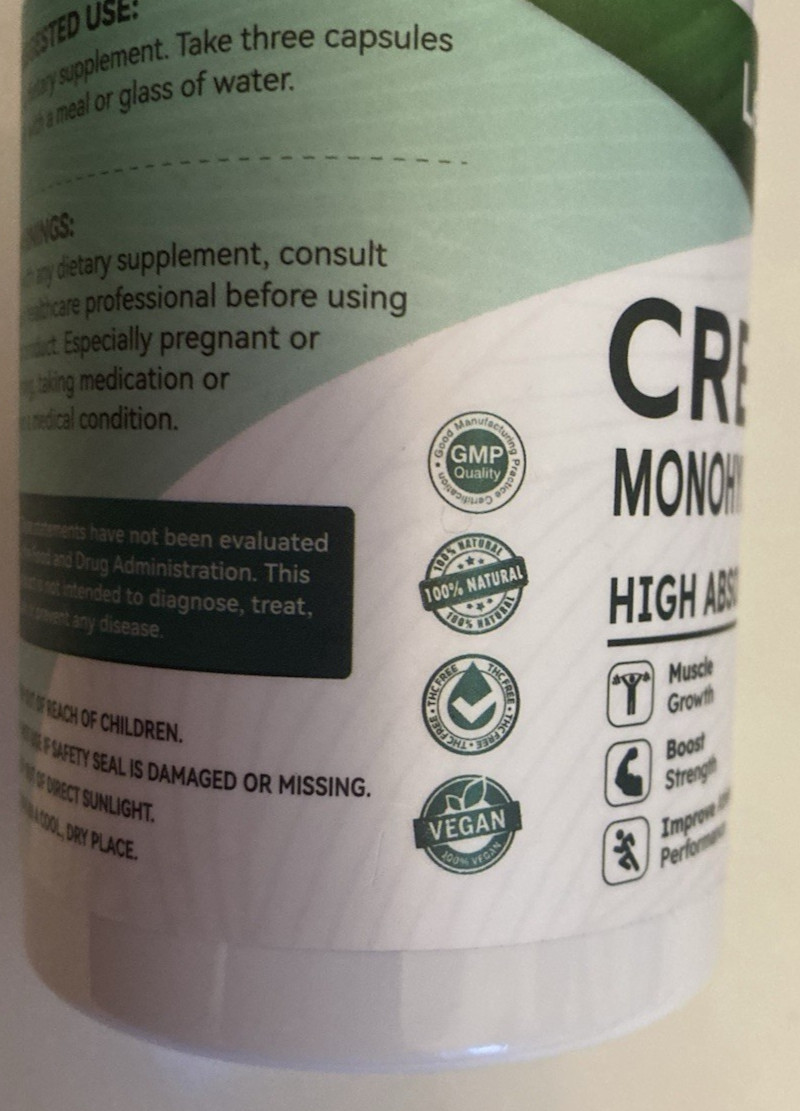Creatine Monohydrate Capsules High Absorption 2500mg 90 Capsules Muscle Growth