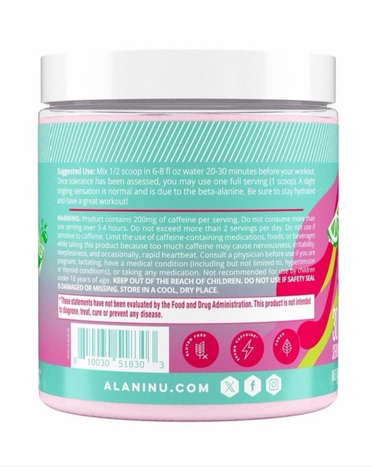 Alani Nu Pre Workout Powder Cherry Twist Sugar Free 200mg 3 Containers New