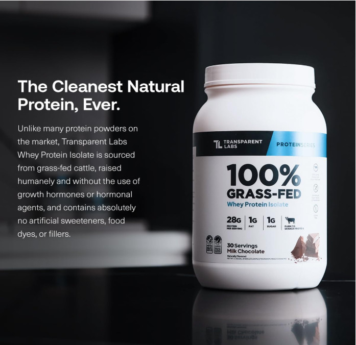 Transparent Labs Grass-Fed Whey Isolate, Milk Chocolate, 30 Servings
