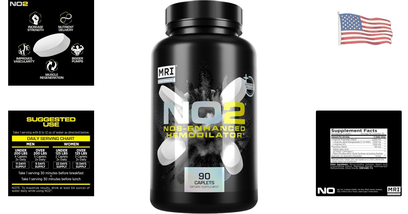 Performance NO2 Nitric Oxide Booster – 3,000mg L-Arginine for Enhanced Muscle…